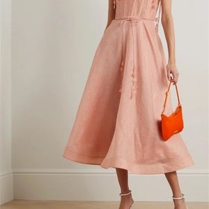 Zimmermann wonderland midi petal pink peach linen dress
